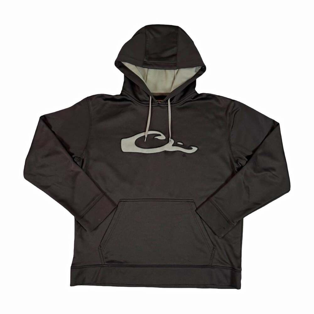 Drake Men’s Black Pullover Fleece Hoodie Duck Logo Pockets Drawstring Size M